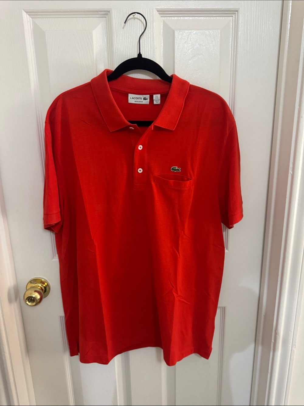 Lacoste Men’s Bright Orange Polo with Embroidered Crocodile